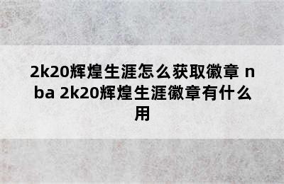 2k20辉煌生涯怎么获取徽章 nba 2k20辉煌生涯徽章有什么用